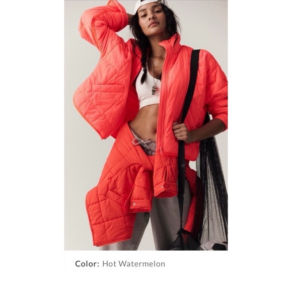 NWT Free People Pippa Packable Puffer Jacket Hot Watermelon FP Movement Medium - Picture 10 of 11